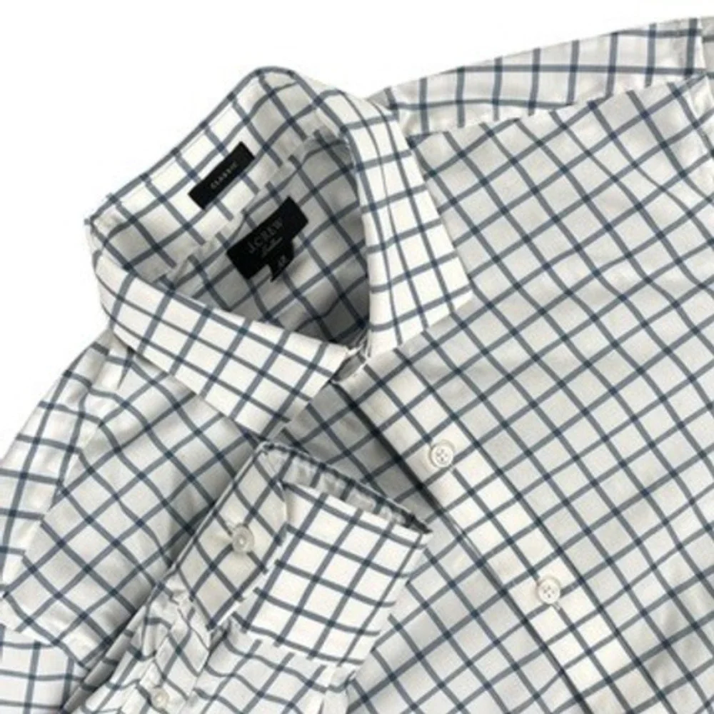 J.Crew Ludlow Men's Dress‎ Shirt S 15 33 Blue White Grid Check Classic Fit